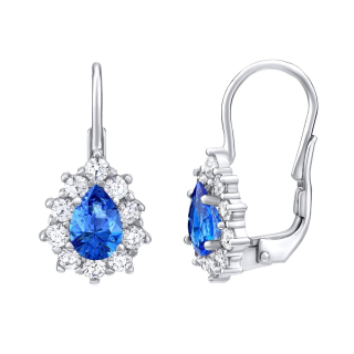 Stříbrné náušnice modré se Swarovski  SILVEGO31866MZirconia