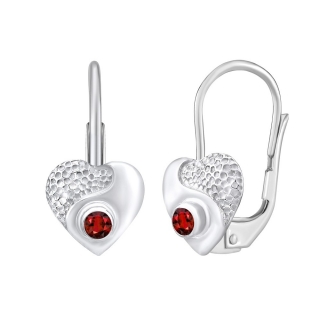 Stříbrné náušnice srdce s přírodním červeným topazem Swarovski® Gemstones SILVEGOB70205TR 