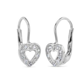 Stříbrné náušnice srdíčka pro děti se Swarovski® Zirconia SILVEGOB70455SW