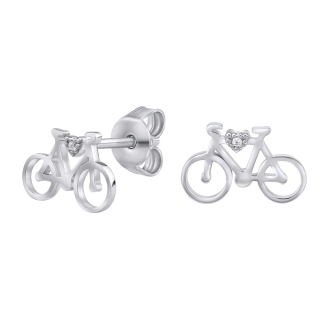 Stříbrné náušnice cyklistické kolo MW14247