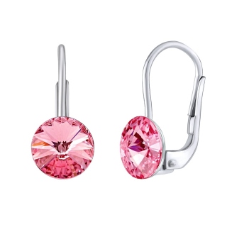 Stříbrné náušnice se Swarovski® Crystals rivoli růžové 8mm SILVEGOVSW077 