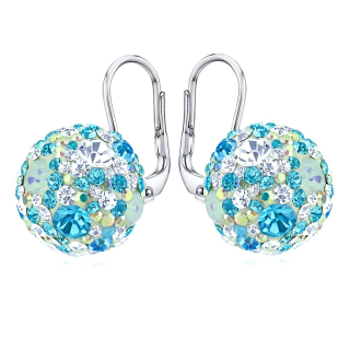 Stříbrné náušnice kuličky 13 mm se Swarovski® Crystals tyrkysově modrá SILVEGOB36120tyrb 