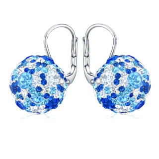 Stříbrné náušnice kuličky 13 mm se Swarovski® Crystals tmavě modrá SILVEGOB36120db 