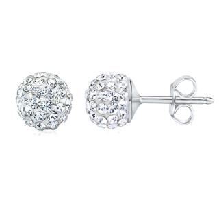 Stříbrné náušnice pecky kuličky 8mm se Swarovski® Crystals čiré SILVEGOB36071WZT  