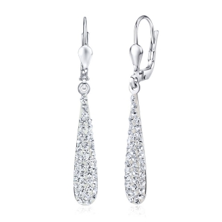 Stříbrné náušnice kapky 22 mm se Swarovski® Crystals čiré SILVEGOB36106wZT 
