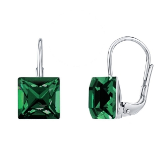 Stříbrné náušnice se Swarovski® Crystals 8 mm tmavě zelené VSW31474G 