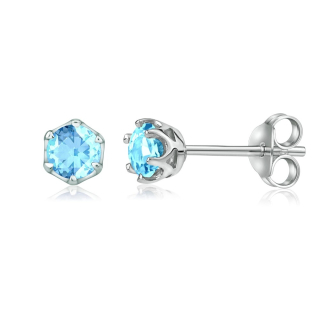 Stříbrné náušnice s pravým Swiss Blue Topazem 4 mm JJJ1032TS 