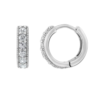 Stříbrné náušnice kruhy LOLA se zirkony  JJJE0142