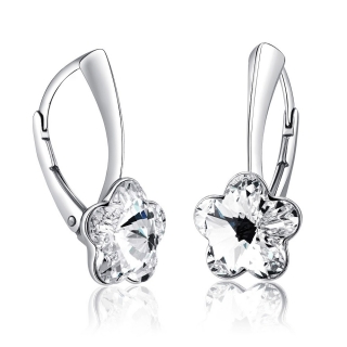 Stříbrné náušnice se Swarovski® Crystals květ čirý VSW016E-clear 