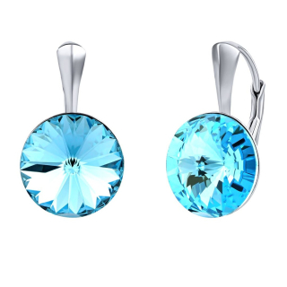 Stříbrné náušnice se Swarovski® Crystals aquamarine 12mm  VSW010E