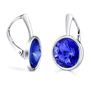 Stříbrné náušnice modré se Swarovski® Crystals rivoli 12mm VSW014E