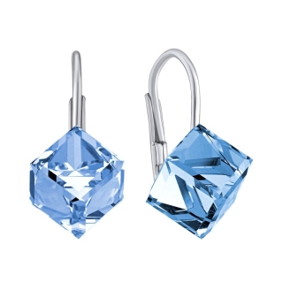Stříbrné náušnice modré kostky Swarovski® Crystals  VSW029E