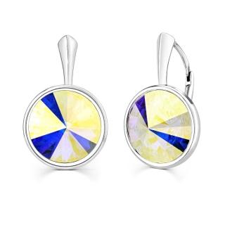 Stříbrné náušnice se Swarovski® Crystals rivoli 12mm AB  VSW032E