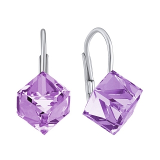 Stříbrné náušnice fialové kostky Swarovski® Crystals  VSW034E
