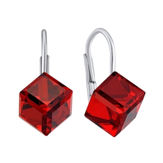 Stříbrné náušnice kostky červené Swarovski® Crystals VSW007E 