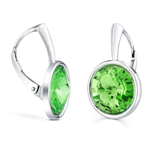 Stříbrné náušnice se Swarovski® Crystals zeleným rivoli 12mm VSW009E