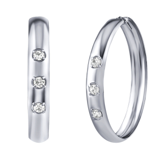Stříbrné náušnice se zirkony - kruhy 5x35mm SILVEGOB30565-3-35