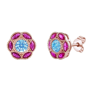 Pozlacené stříbrné náušnice květinky Serena s Brilliance Zirconia MW02791ERG