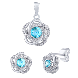 Stříbrný set šperků ROSALYN - náušnice a přívěsek s pravým Topazem Swiss a Brilliance JJJS0088TS