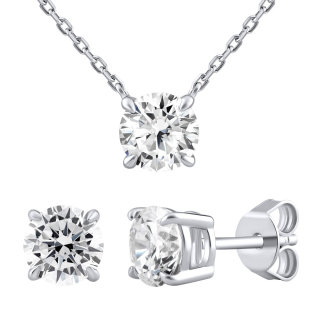 Stříbrný dárkový set se Swarovski® Zirconia 6,5 mm MWS14286 