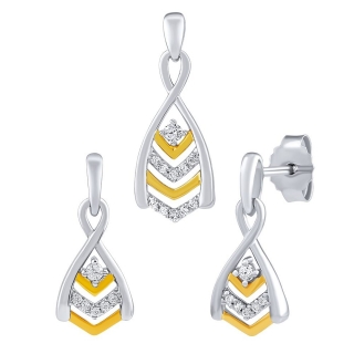 Jemný stříbrný/pozlacený set šperků Ashley s Brilliance Zirconia FW15133SET