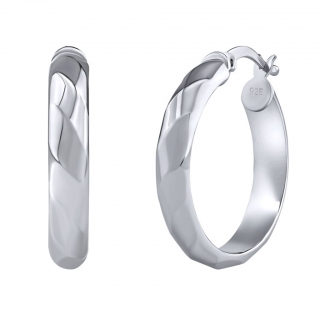 Stříbrné náušnice kruhy Leia broušené  QR033E-20