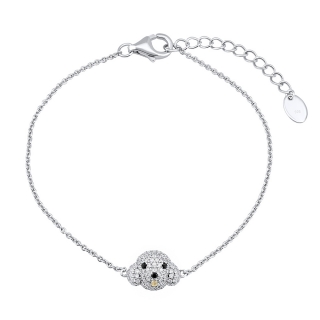 Stříbrný náramek na ruku pes Bady s čirými Brilliance Zirconia dámský MW14110B
