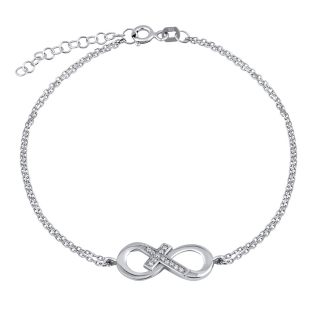 Stříbrný náramek infinity křížek Joseph s Brilliance Zirconia dámský