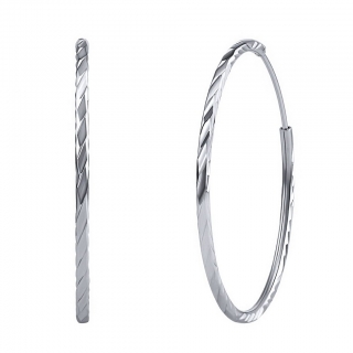 Stříbrné náušnice kruhy Mina broušené 40 mm  JJJ0002E40