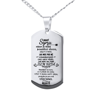 Ocelový přívěsek s řetízkem dog tag pro syna s nápisem: Drahý synu...RRC0384N 