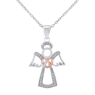 Stříbrný náhrdelník s přívěskem anděl Cassiel s Brilliance Zirconia JJJ0973N 