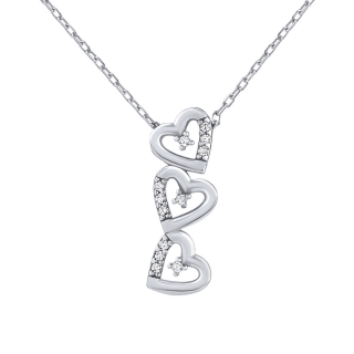Stříbrný náhrdelník se srdíčky Mabel s Brilliance Zirconia PRG0544NW