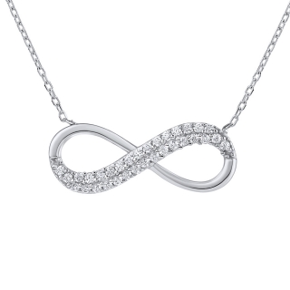 Stříbrný náhrdelník infinity Sara s Brilliance Zirconia PRGBR1040NS