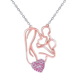 Stříbrný růžově pozlacený náhrdelník mateřství Anabel s Brilliance Zirconia JJJ0521NRG