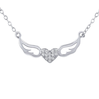 Stříbrný náhrdelník okřídlené srdce Miley s Brilliance Zirconia JJJ0182N