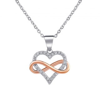 Stříbrný náhrdelník Tirtael s přívěskem srdce a Infinity se zirkony SILVEGO® Brilliance Zirconia JJJ0976N