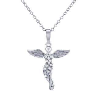 Stříbrný náhrdelník s přívěskem anděla Adoniel s Brilliance Zirconia JJJ0977N