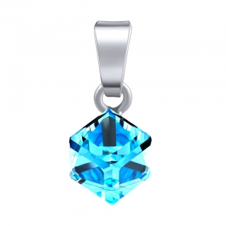 Stříbrný přívěsek kostka Swarovski® Crystals 6 mm Aquamarine VSW4841P6AQ