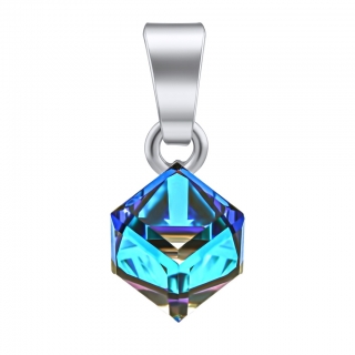 Stříbrný přívěsek kostka Swarovski® Crystals 6 mm Bermuda Blue VSW4841P6BB