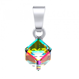 Stříbrný přívěsek kostka se Swarovski® Crystals 6 mm Vitrail medium VSW4841P6VMZ