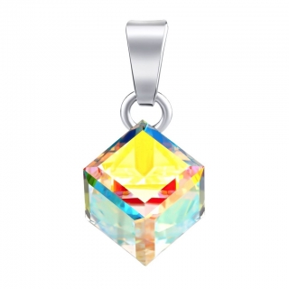 Stříbrný přívěsek kostka se Swarovski® Crystals AB VSW4841P8AB