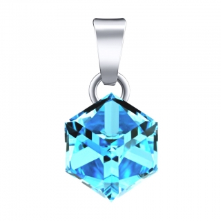 Stříbrný přívěsek kostka se Swarovski® Crystals Aquamarine VSW4841P8AQ