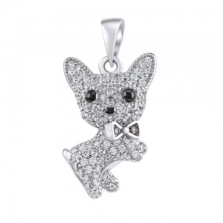 Stříbrný přívěsek pes Ben s čirými Brilliance Zirconia MW13765P
