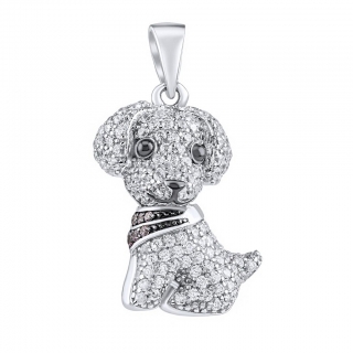 Stříbrný přívěsek pes Dasty s čirými Brilliance Zirconia MW13766P