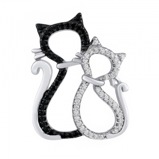 Stříbrný přívěsek Persíe ve tvaru koček s Brilliance Zirconia MW13947P