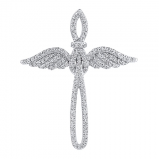 Stříbrný přívěsek křížek s andělskými křídly Attaris s Brilliance Zirconia MW02716P