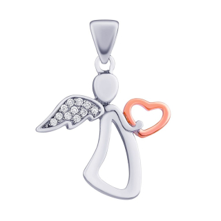 Stříbrný přívěsek anděl Jazar s Brilliance Zirconia a srdcem JJJ0972 