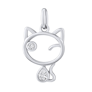 Stříbrný přívěsek kočka Betty s čirými Brilliance Zirconia MW15320P