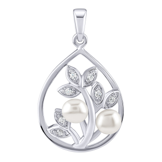 Stříbrný přívěsek Arania s bílými pravými přírodními perlami a Brilliance Zirconia FWP15135W