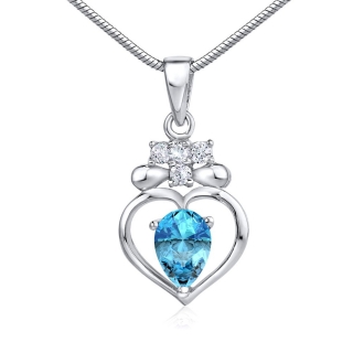 Stříbrný přívěsek SRDCE s pravým přírodním topazem Swarovski Gemstone JJJP88TB